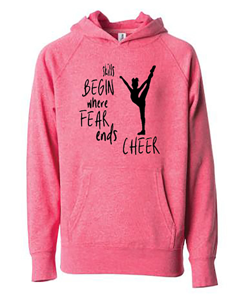 Skills Begin Where Fear Ends Youth Hoodie Pomegranate