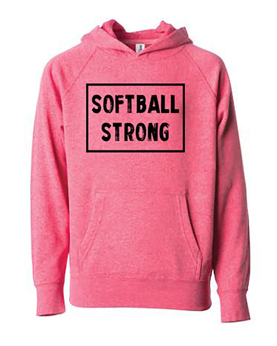Softball Strong Youth Hoodie Pomegranate