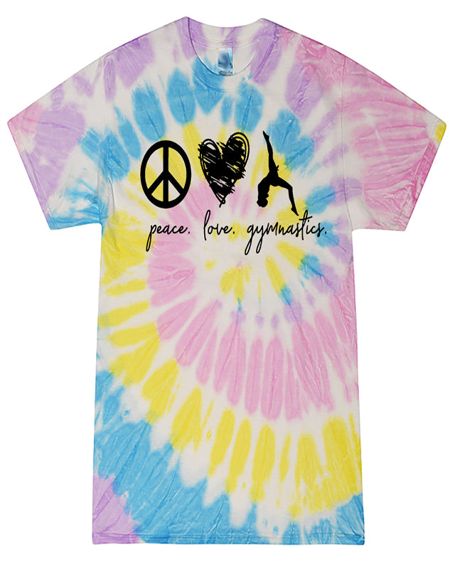 Peace Love Gymnastics Adult Tie Dye T-Shirt