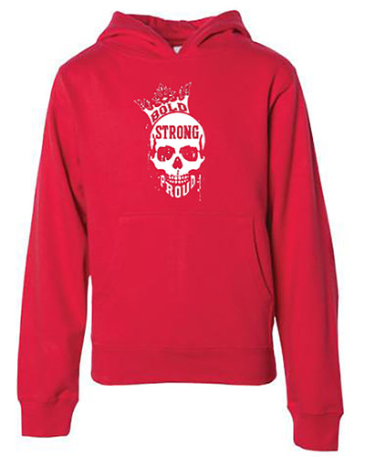 Bold Strong Proud Youth Hoodie Red