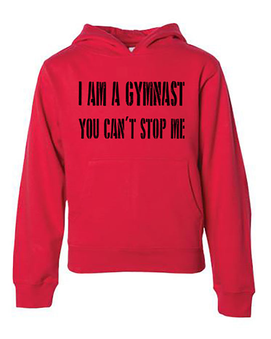 I Am A Gymnast You Can't Stop Me Youth Hoodie Red