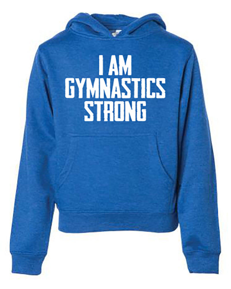 I Am Gymnastics Strong Youth Hoodie Royal Blue