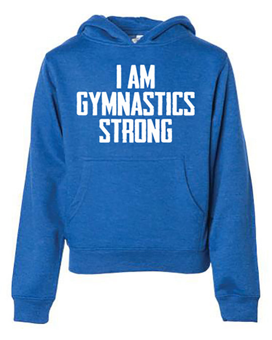 I Am Gymnastics Strong Youth Hoodie Royal Blue