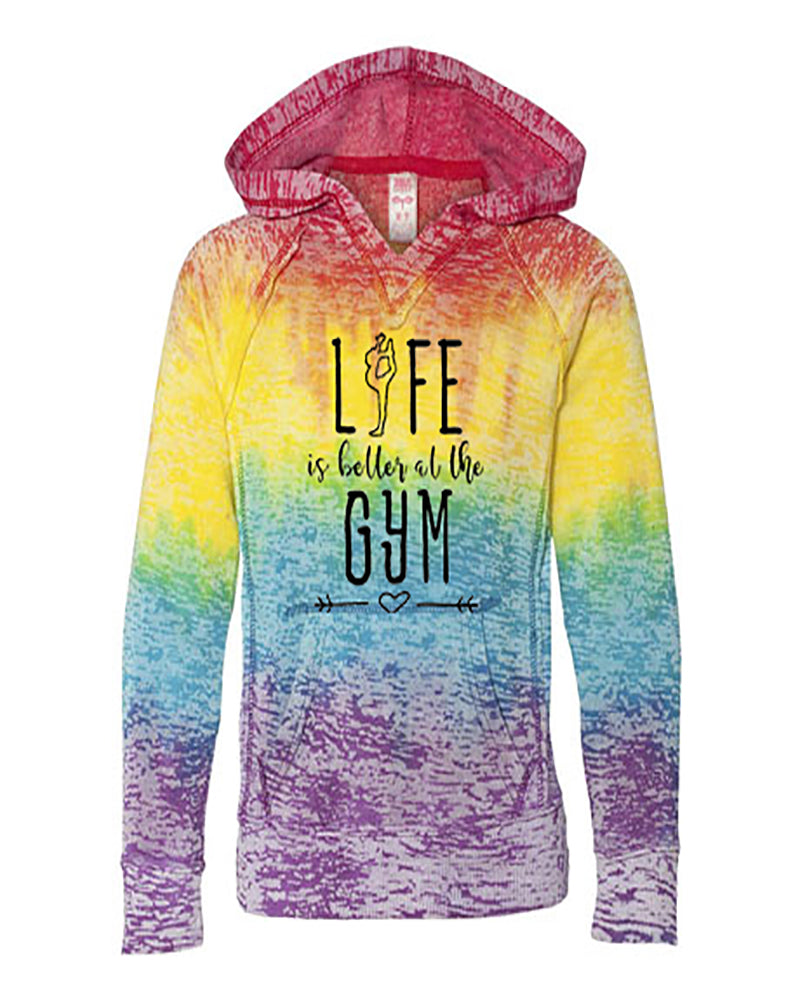 :ife Is Better At The Gym Girls Tie Dye Hoodie