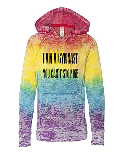 I Am A Gymnast You Can't Stop Me Girls Tie Dye Hoodie